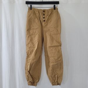 Free People Button Front Joggers in Tan & Brown Women's Size XS